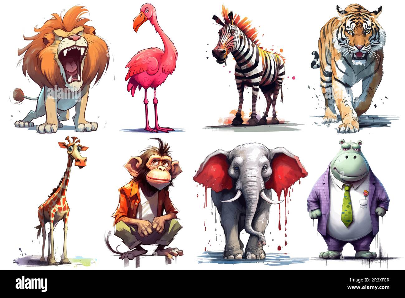 Lion zebra giraffe hippo birthday party Cut Out Stock Images & Pictures