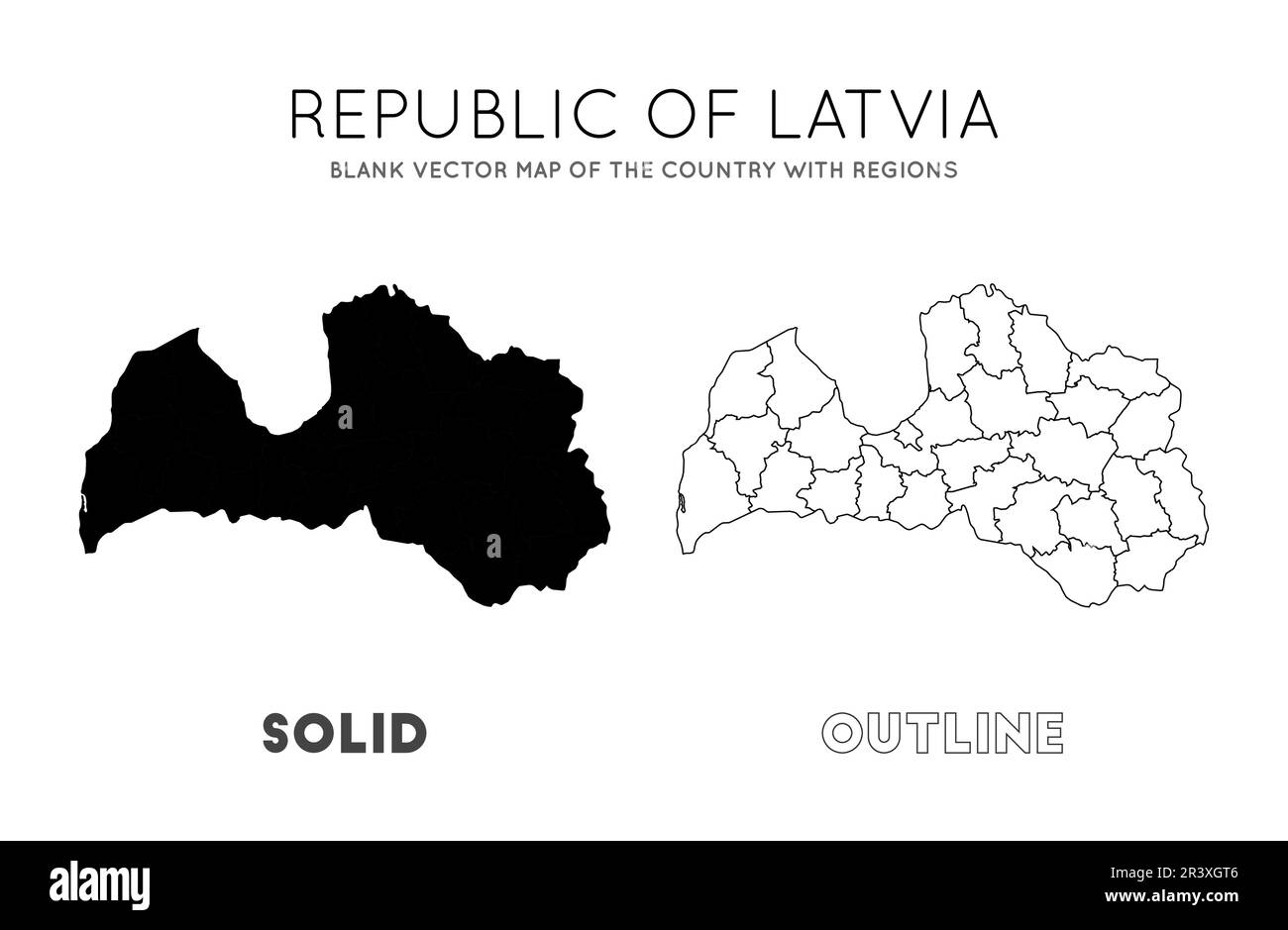Latvia map. Blank vector map of the Country with regions. Borders of ...