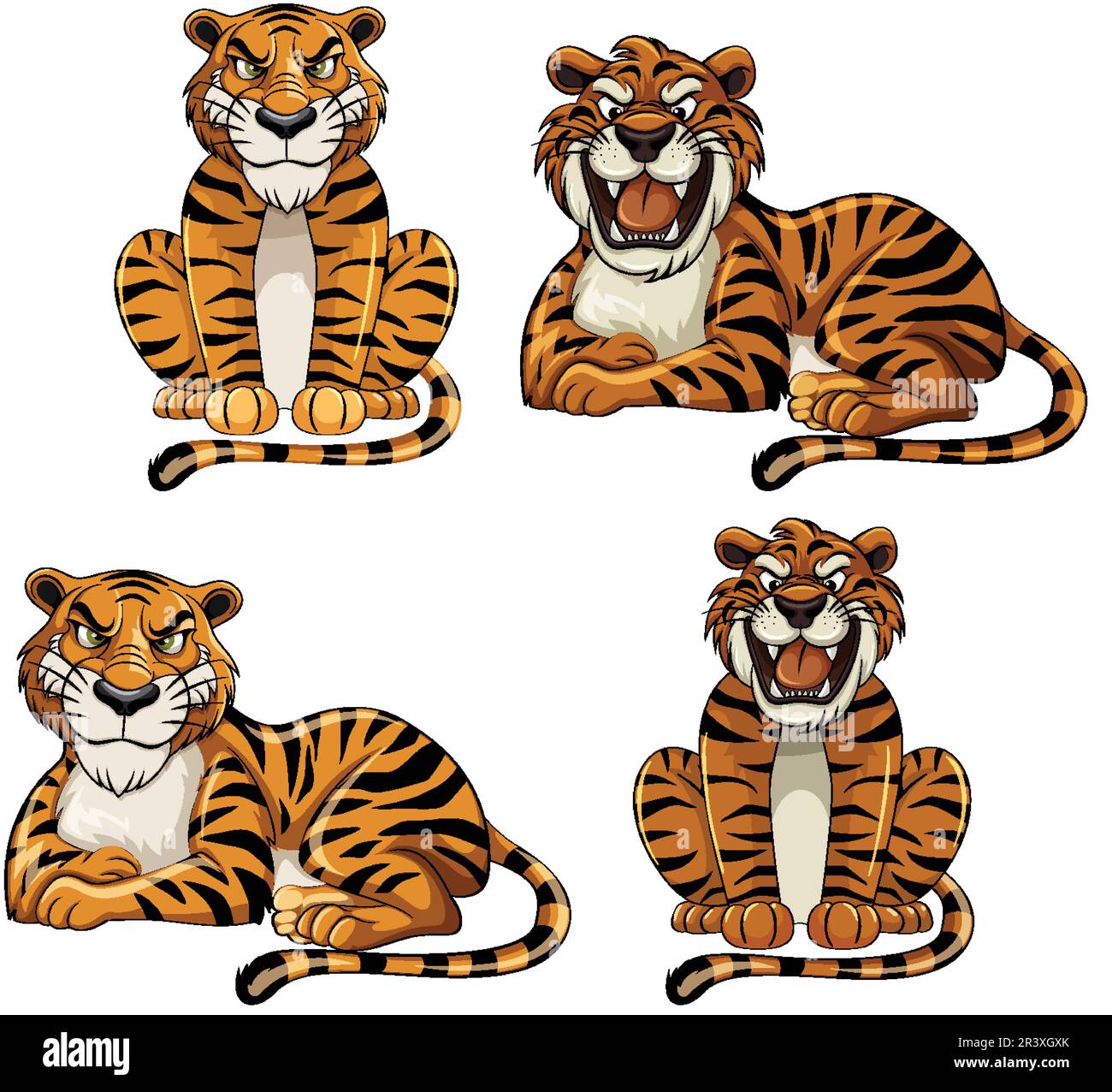 Of Different Animals Clipart Vector, Tiger With Different Poses In