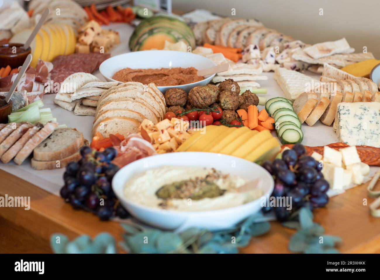 Delicious gourmet food setup of snacks for party. Creative food setup