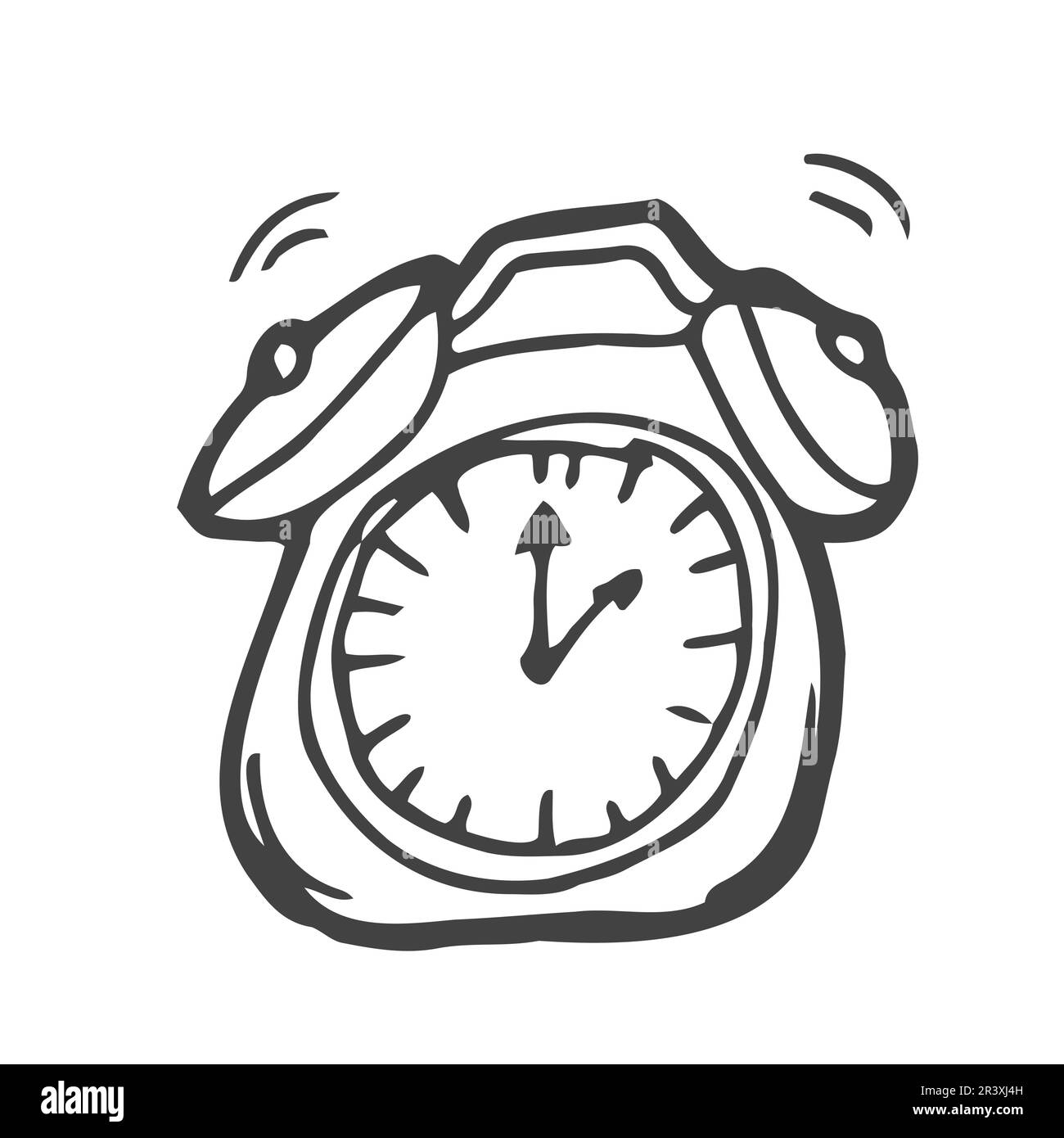 Vector alarm clock. Sketch contour doodle black white illustration