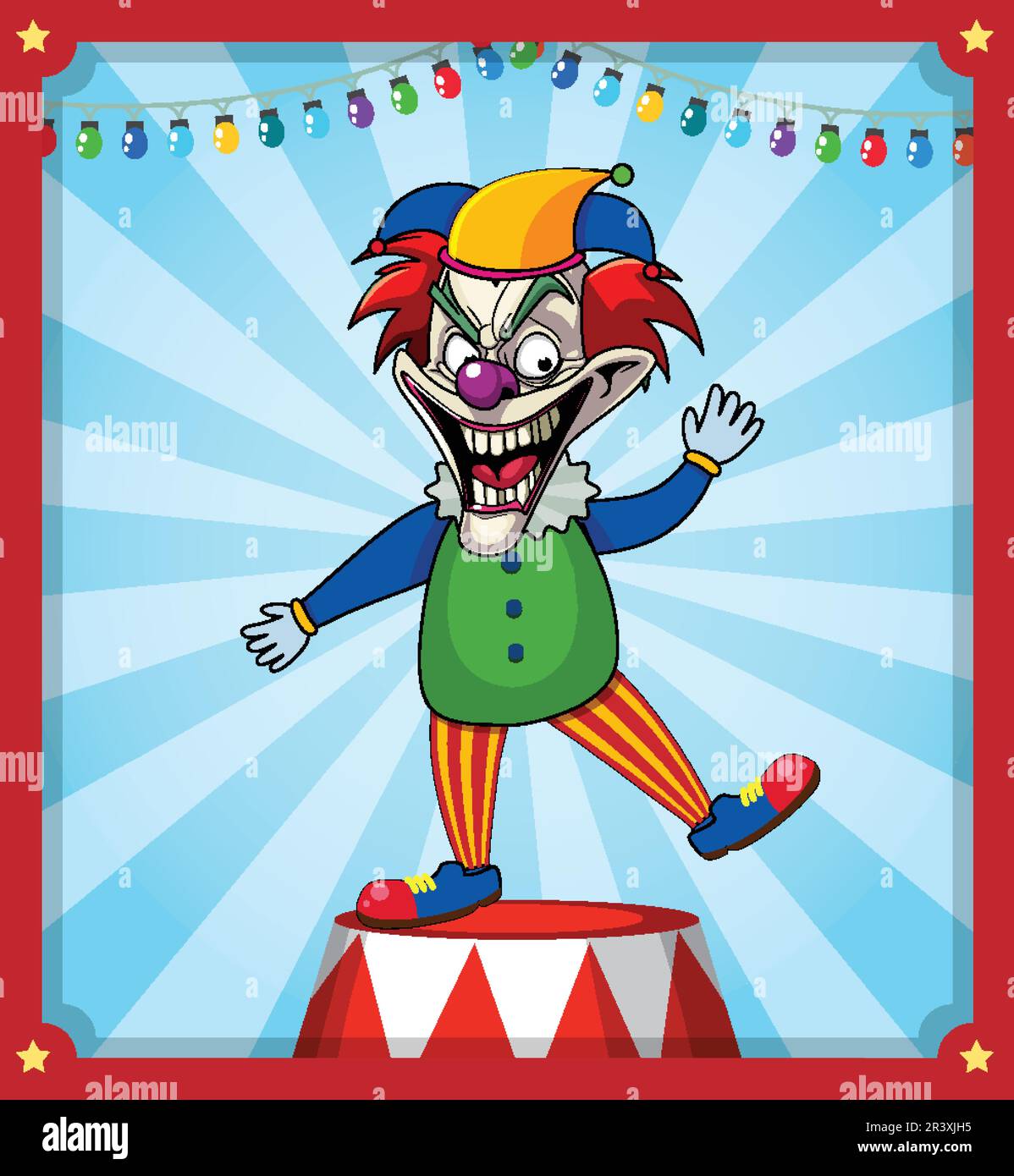 Creepy clown on retro comic background illustration Stock Vector Image ...