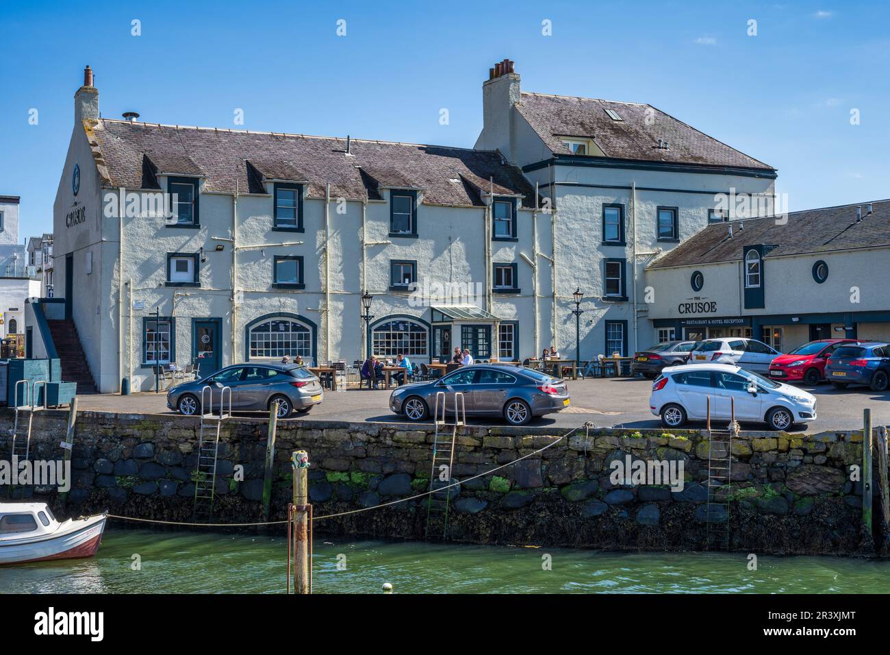 The Crusoe Hotel next to the harbour at Scottish coastal town of Lower