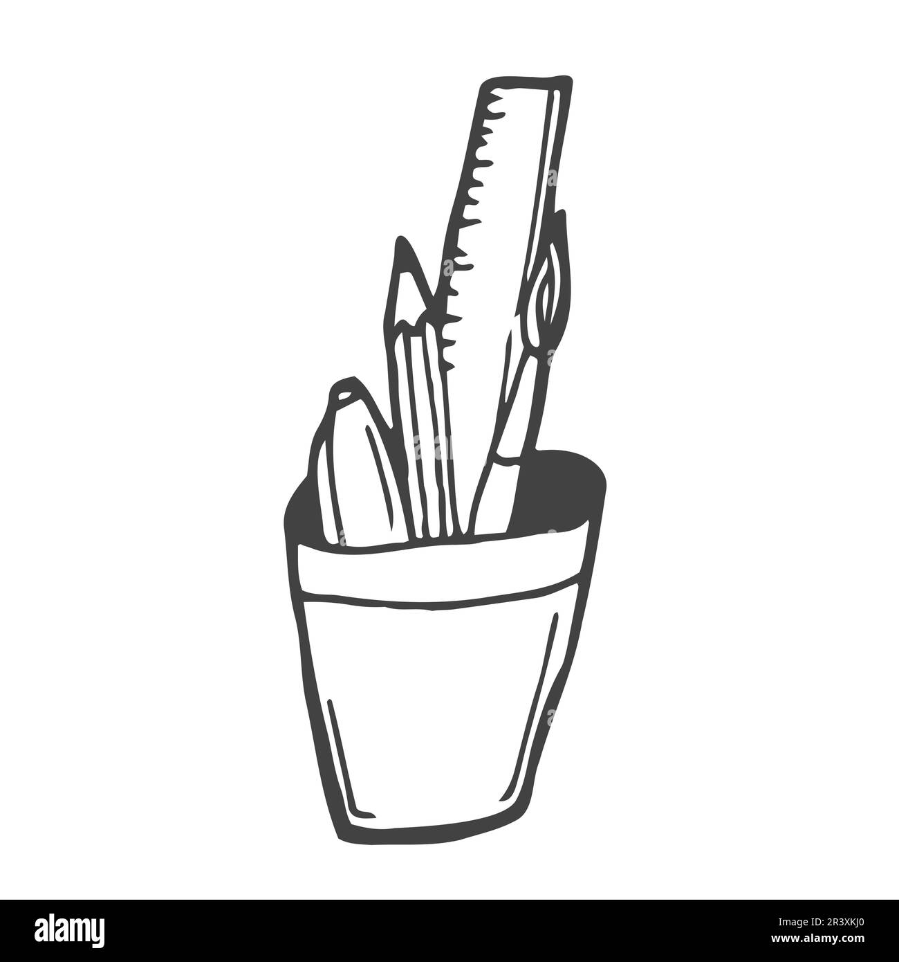 Premium Vector  Outline sketch of pen and pencil school and college  stationery doodle elements