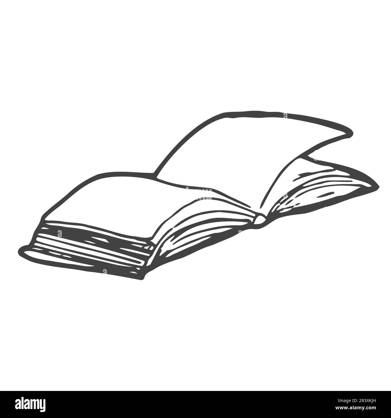 open book on white background, line drawing style, vector design Stock