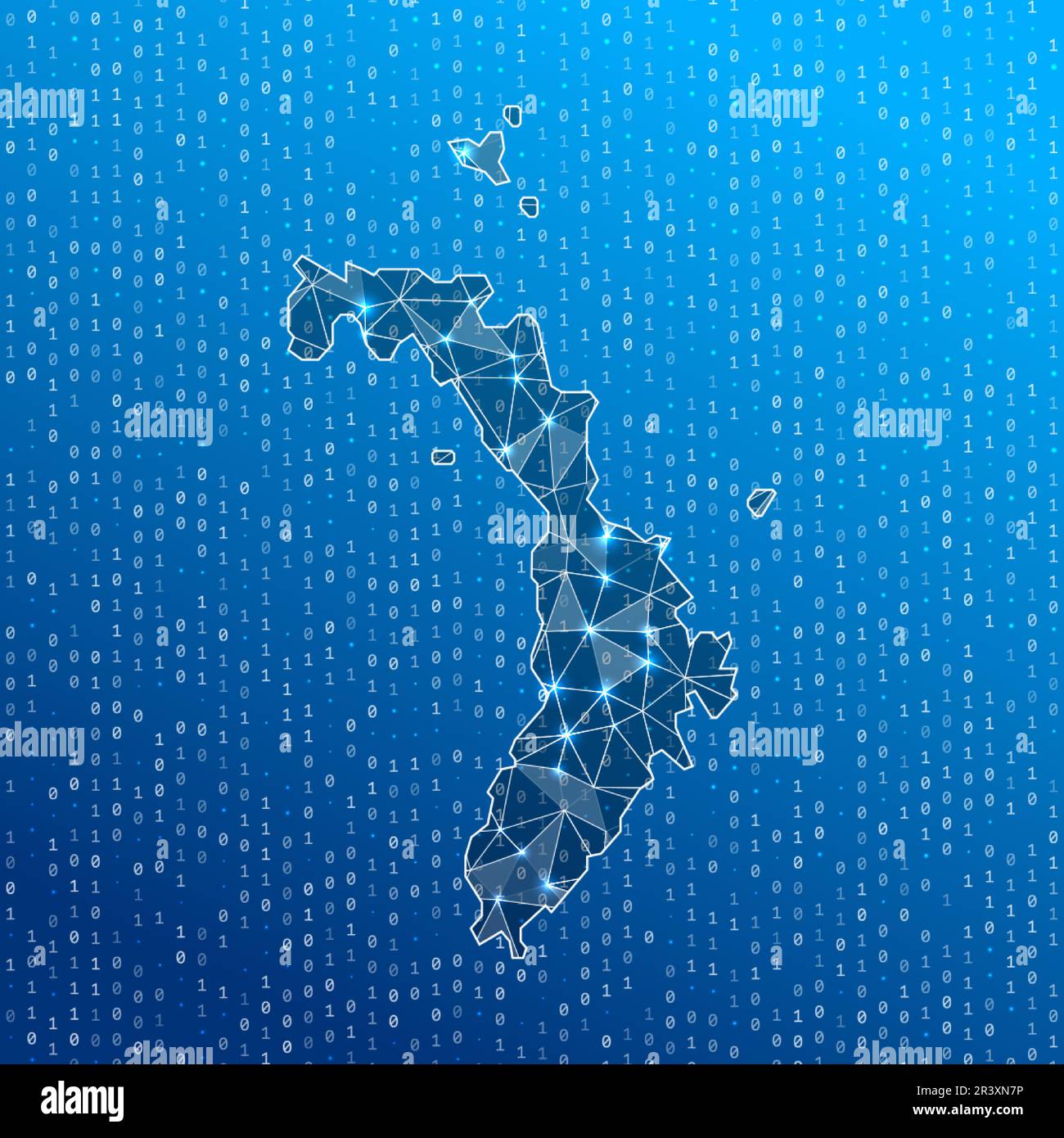 Network map of Lord Howe Island. Island digital connections map. Technology, network