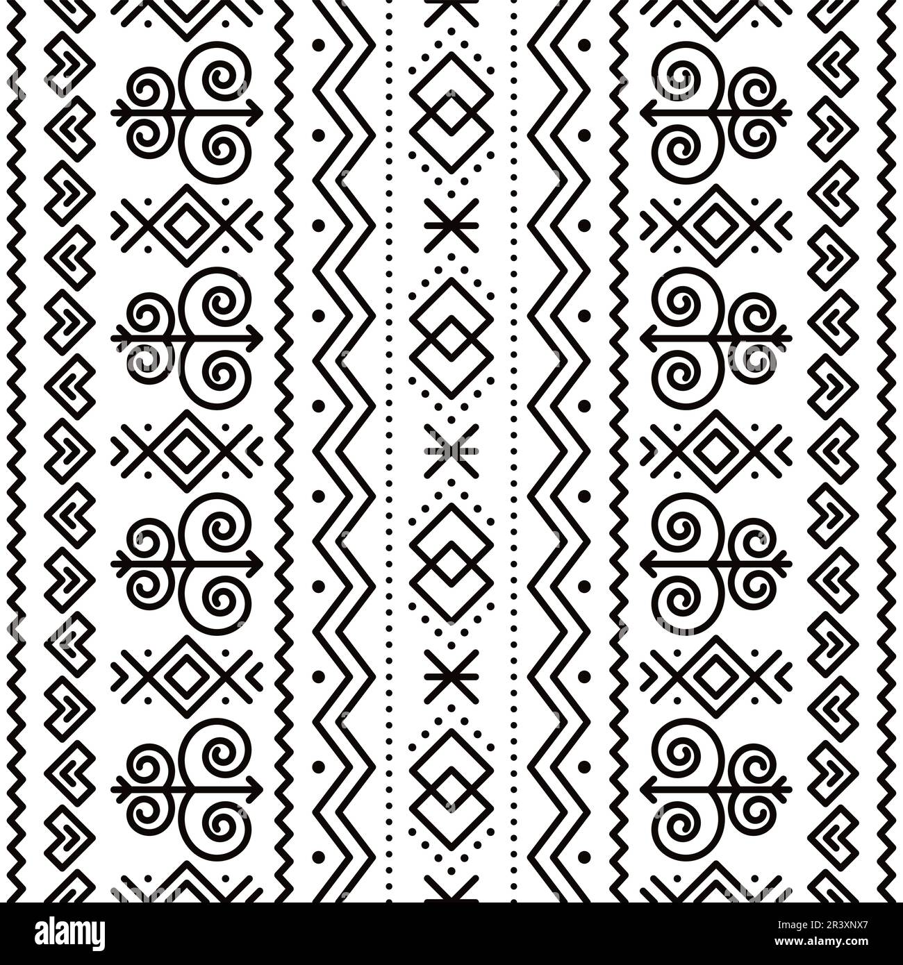 Slovak tribal folk art vector seamless geometric pattern with geometric 