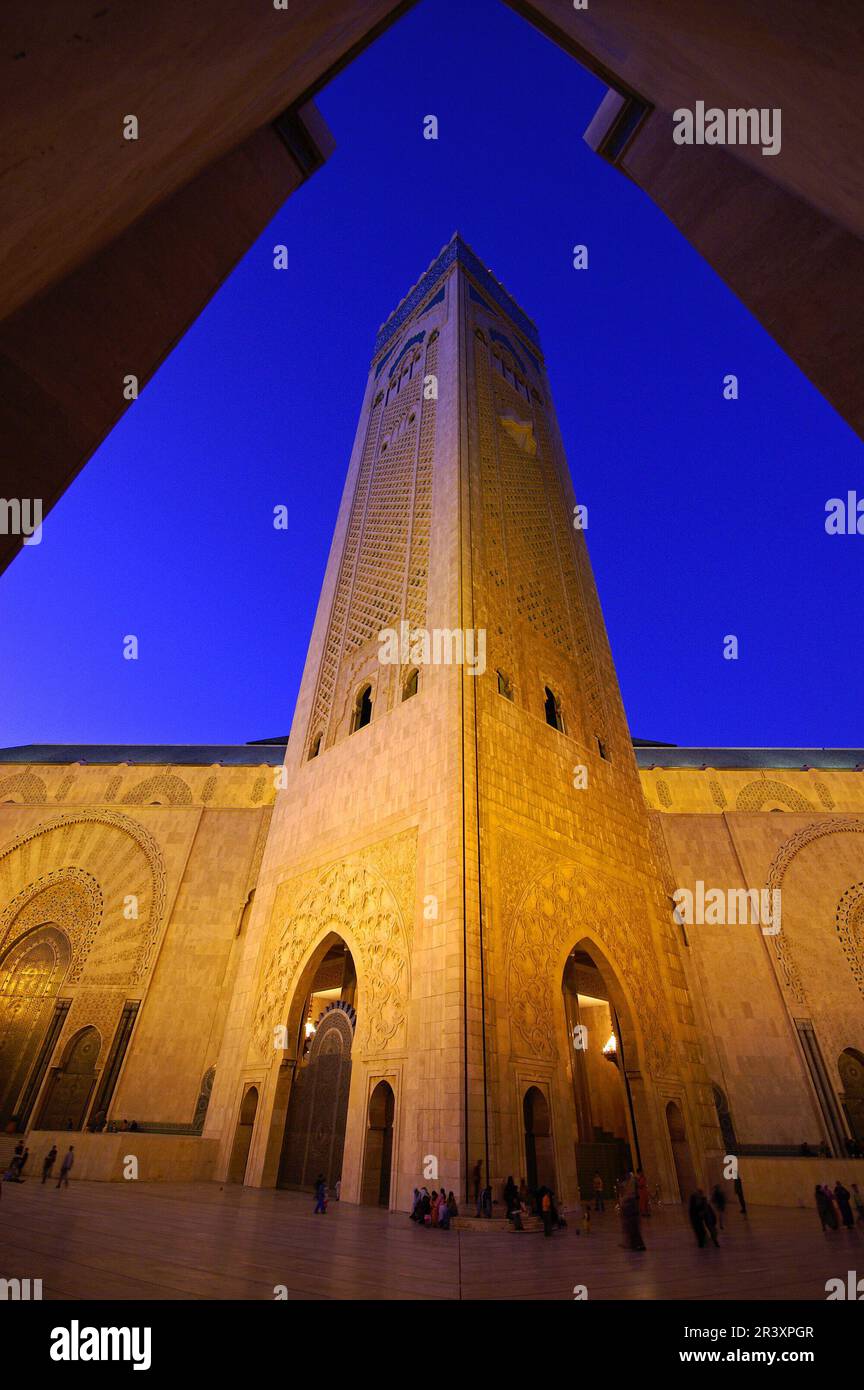 Minarete de 200 metros.Mezquita Hassan II.Casablanca(Dar-el-Beïda). Marruecos. Magreb. Africa. Stock Photo