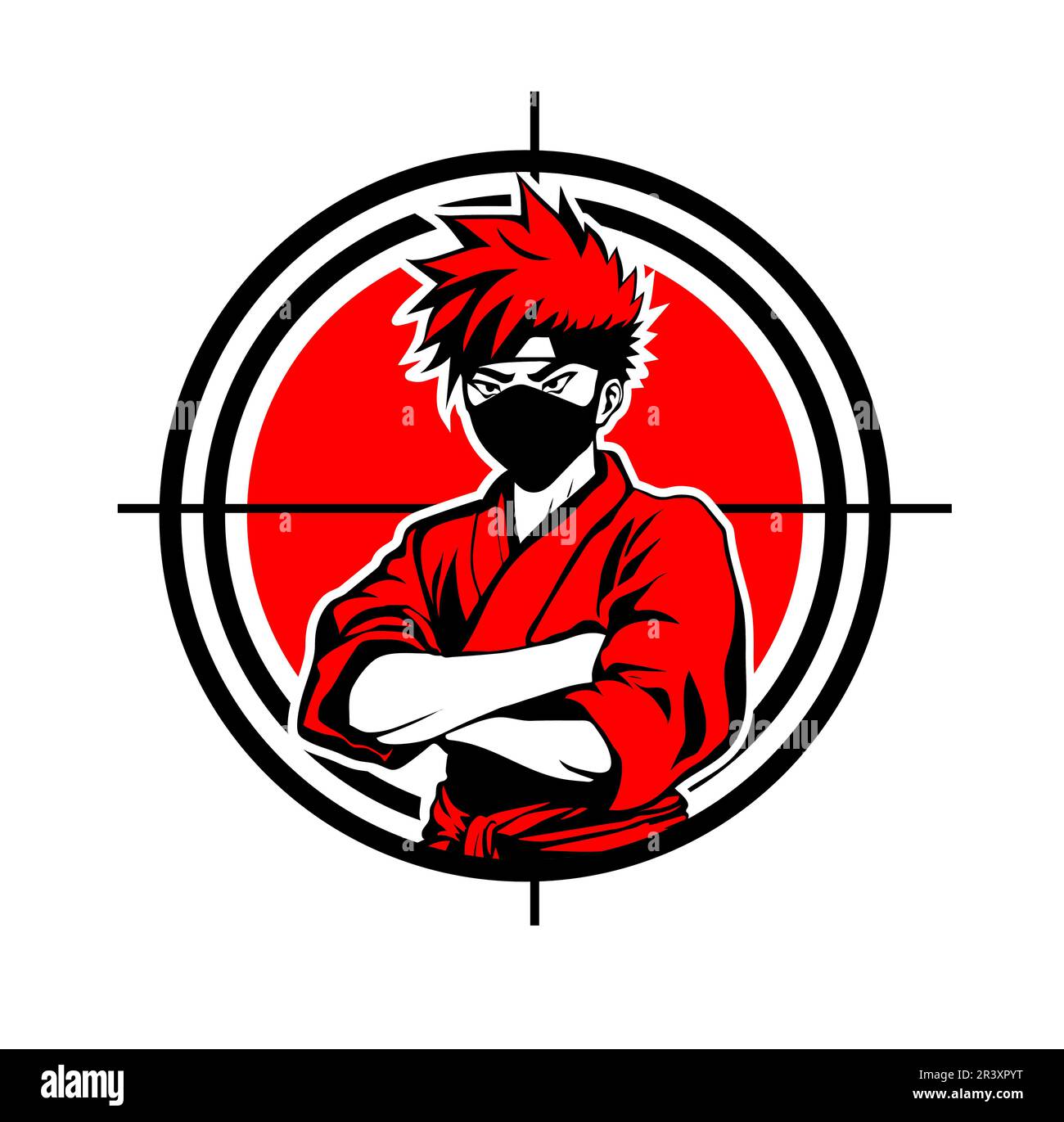 Ninja on a red target background. Black and red vector image in manga and  anime style isolated from background Stock Vector Image & Art - Alamy