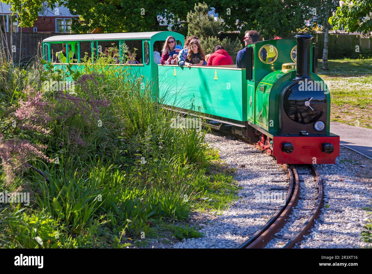 Poole Park railway miniature train in Poole Park, Dorset, England UK in