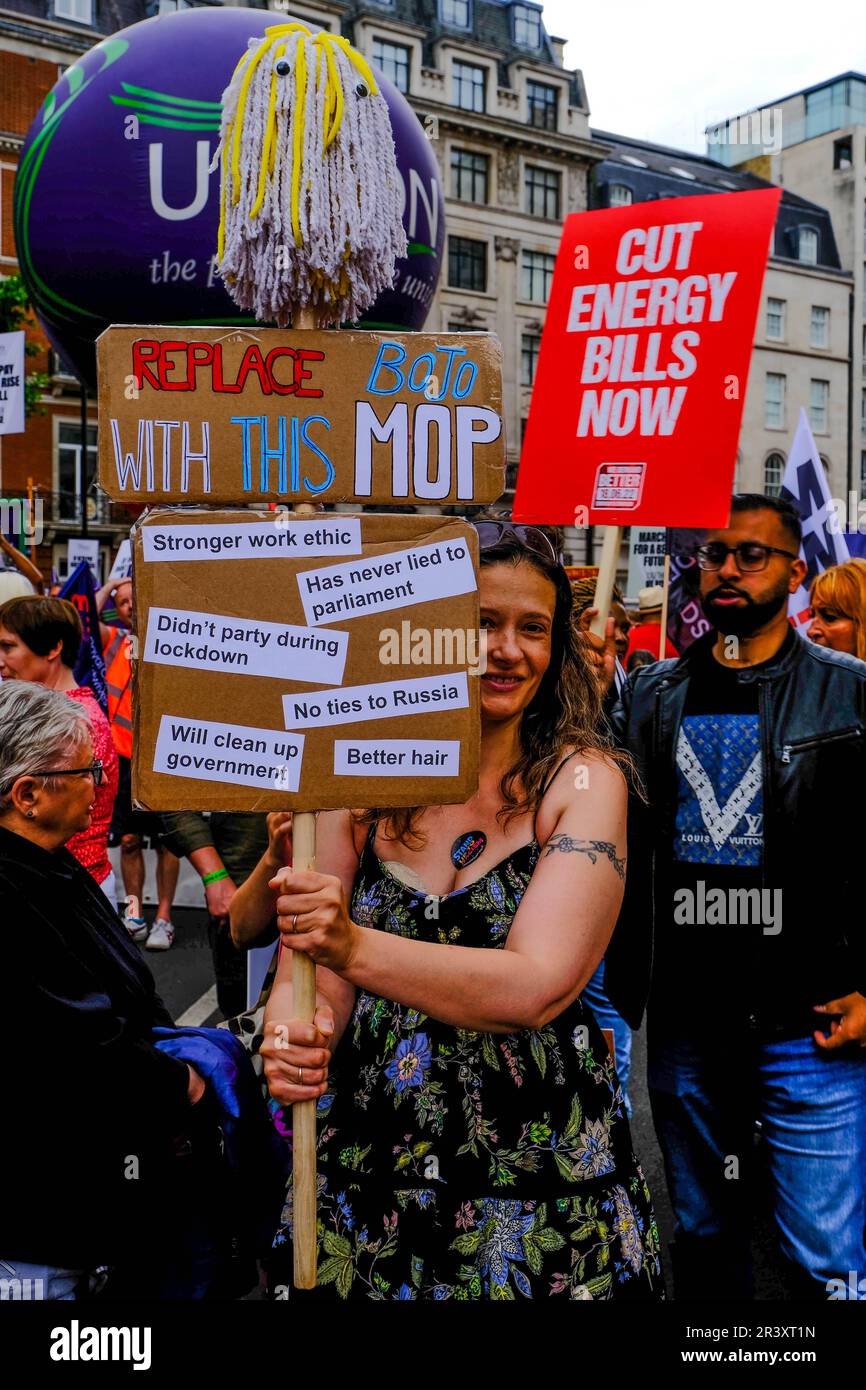 London, UK. 18th Jun 2022. Union Members and The People's Assembly to march through London against the Conservative Government and demand payrises Stock Photo