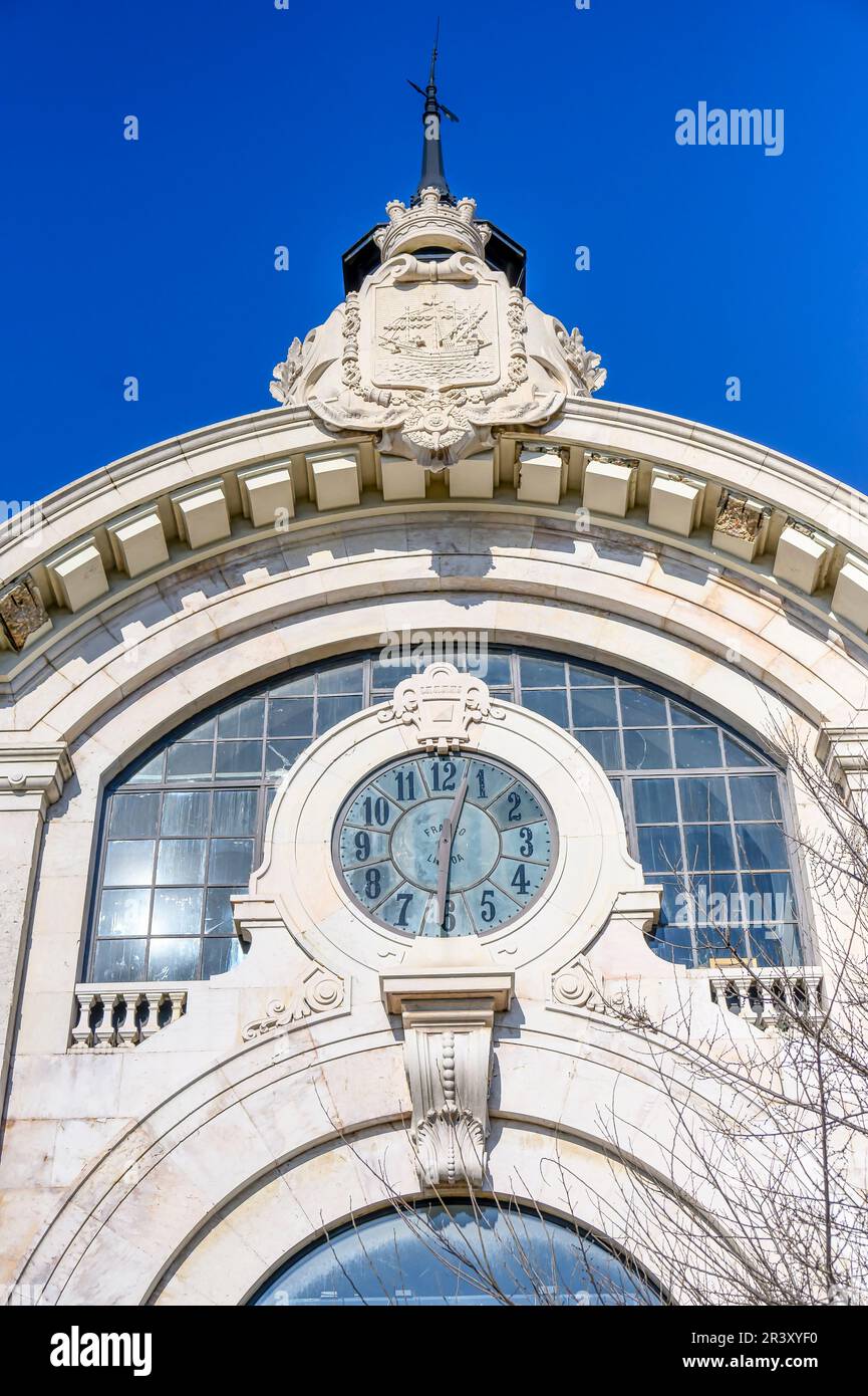 Lisbon, Portugal January 5, 2023 Architectural feature of the clock