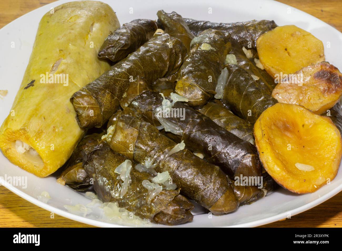 Grape vine leaves, stuffed with rice and meat ,a traditional