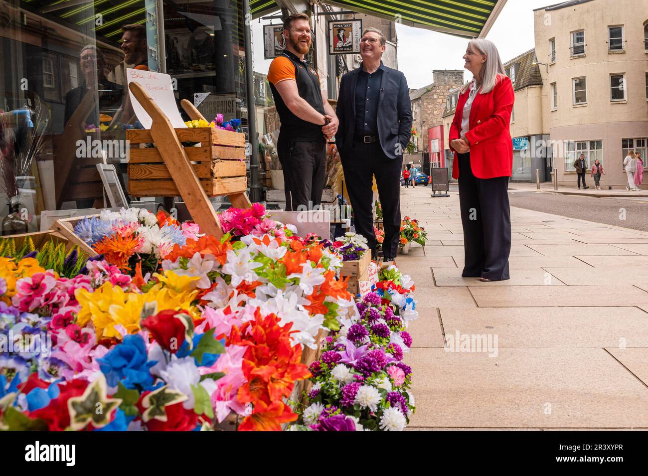 Labour leader Sir Keir Starmer and Wilma Brown meet Mark Fisher, owner