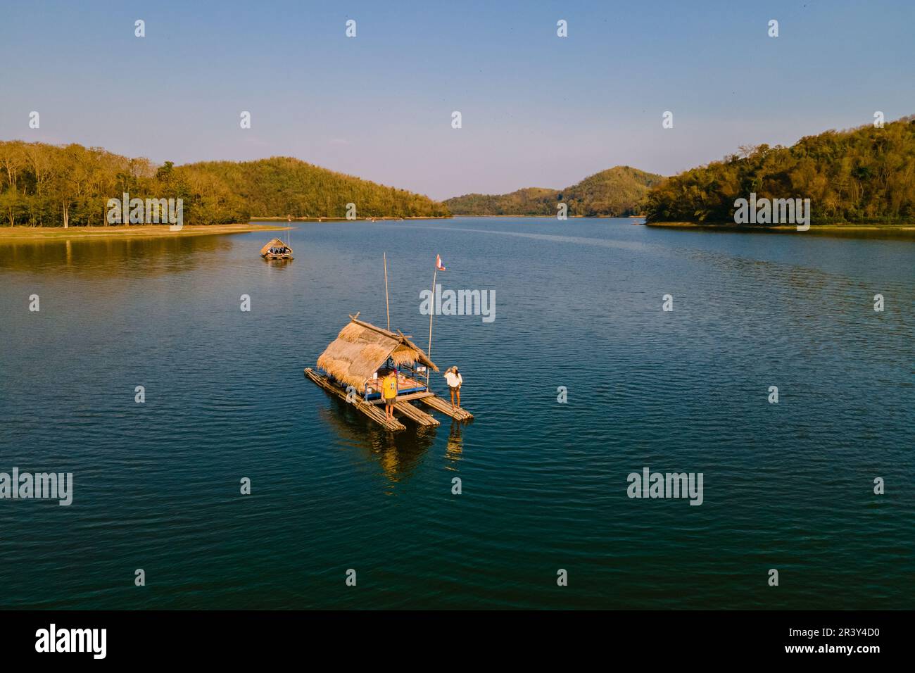 Couple at Huai Krathing lake in North Eastern Thailand Isaan , famous ...