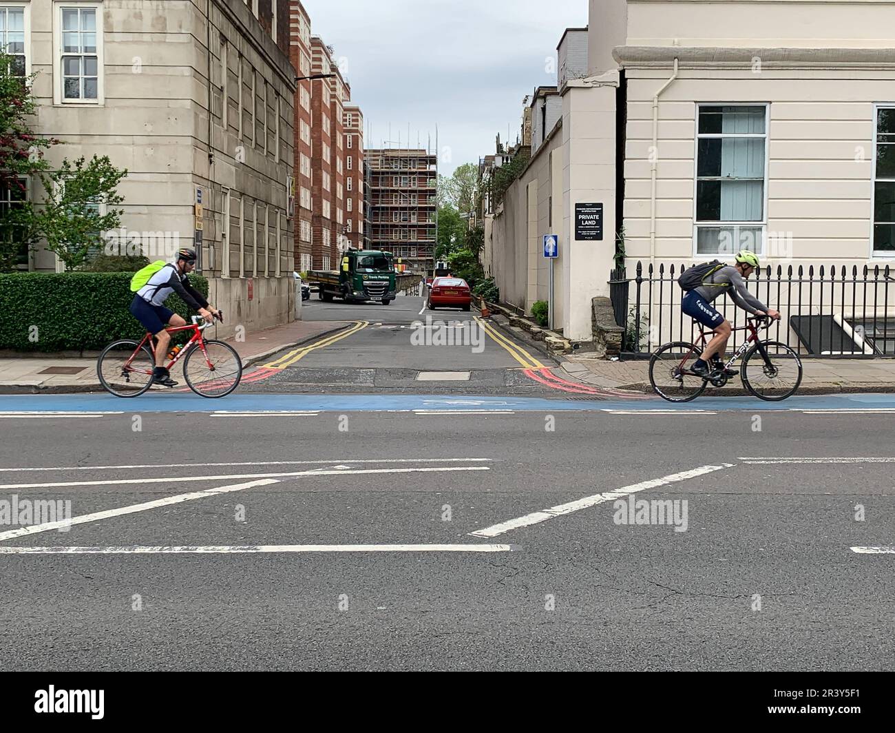 Pimlico, London, UK. 22nd May, 2023. Commuters cycling to work on a