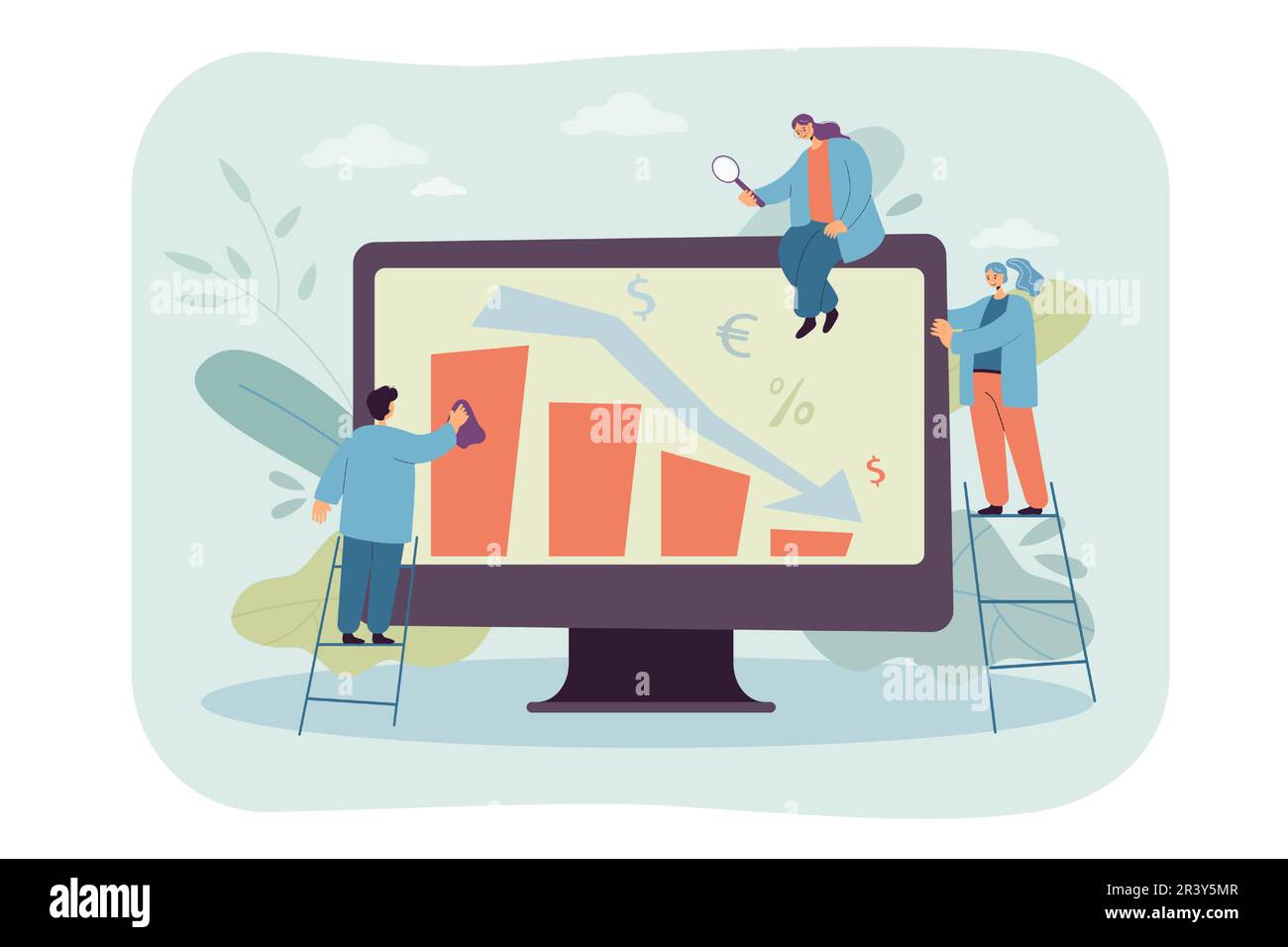 Tiny people analyzing decreasing statistics Stock Vector Image & Art ...