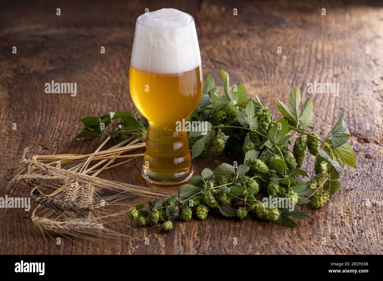Indian Pale Ale on wood Stock Photo
