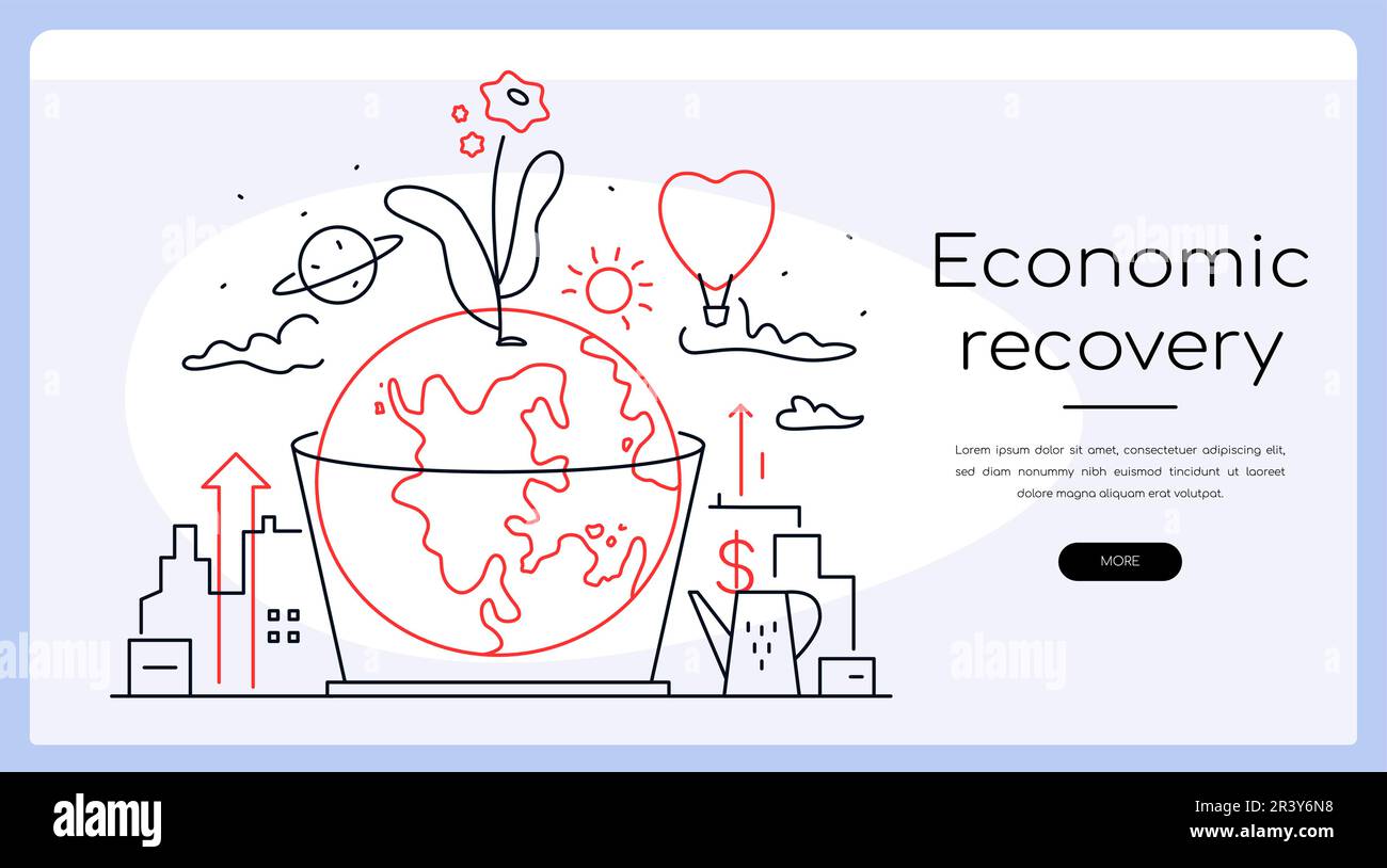 Economic recovery - modern colorful line design style banner Stock ...