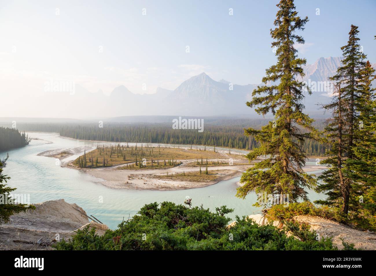 Picturesque mountain view in the Canadian Rockies in summer season Stock Photo