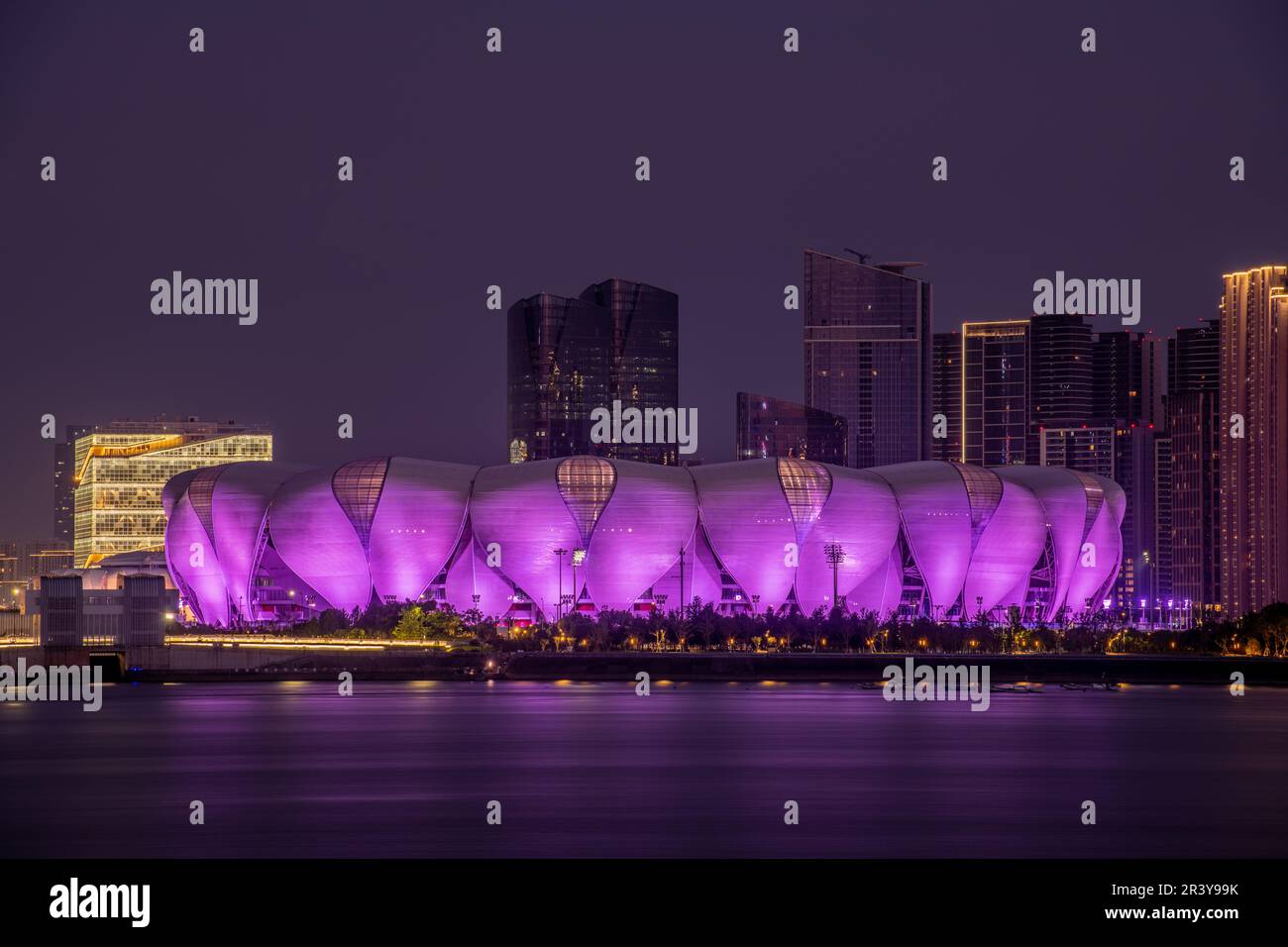 The night view of Hangzhou Olympic Sports Expo Center. The 19th Asian