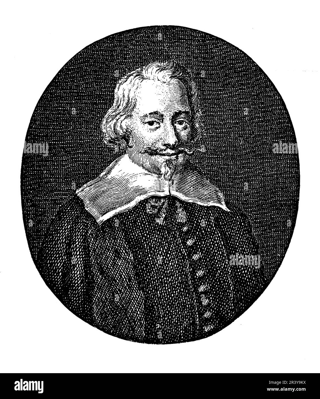 John Pym was a 17th-century English politician who played a key role in the lead up to the English Civil War. He was a member of Parliament and a leader of the opposition to King Charles I, advocating for greater parliamentary authority and religious reform. He played a key role in the impeachment of the king's chief minister, the Duke of Buckingham, and later in the passage of the Grand Remonstrance, which outlined Parliament's grievances against the king. He is remembered as a champion of parliamentary democracy and constitutional rights. Stock Photo