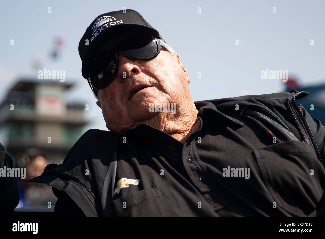 AJ Foyt watches the timing pylon during qualifying for the Indianapolis 500 at Indianapolis Motor Speedway in Speedway IN.(Credit Image: © Colin Mayr Grindstone Media Group/Action Sports Photography/Cal Sport Media) Stock Photo