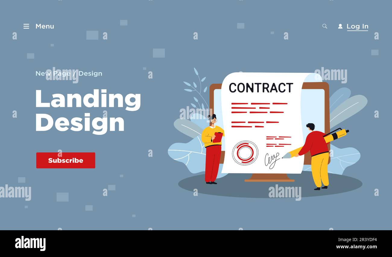 Tiny people signing giant contract with electronic signature Stock ...
