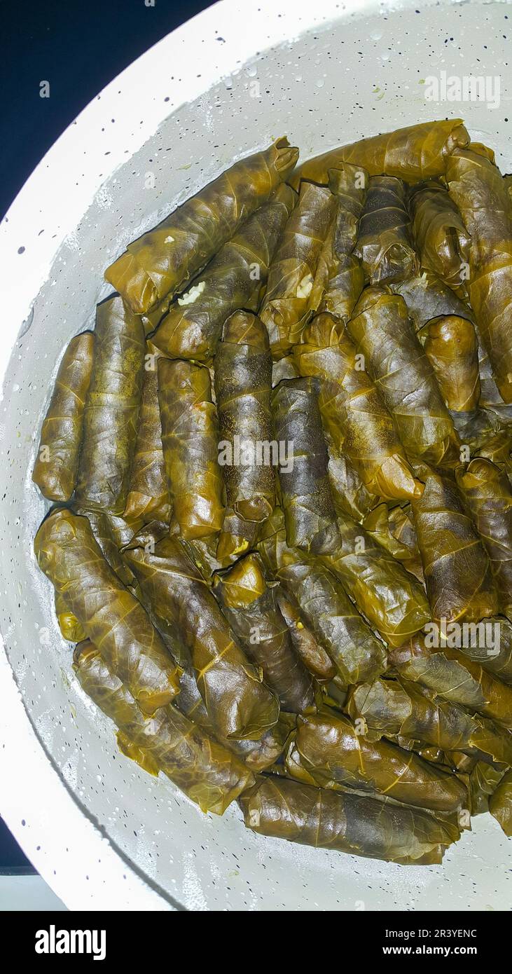 Grape vine leaves, stuffed with rice and meat ,a traditional