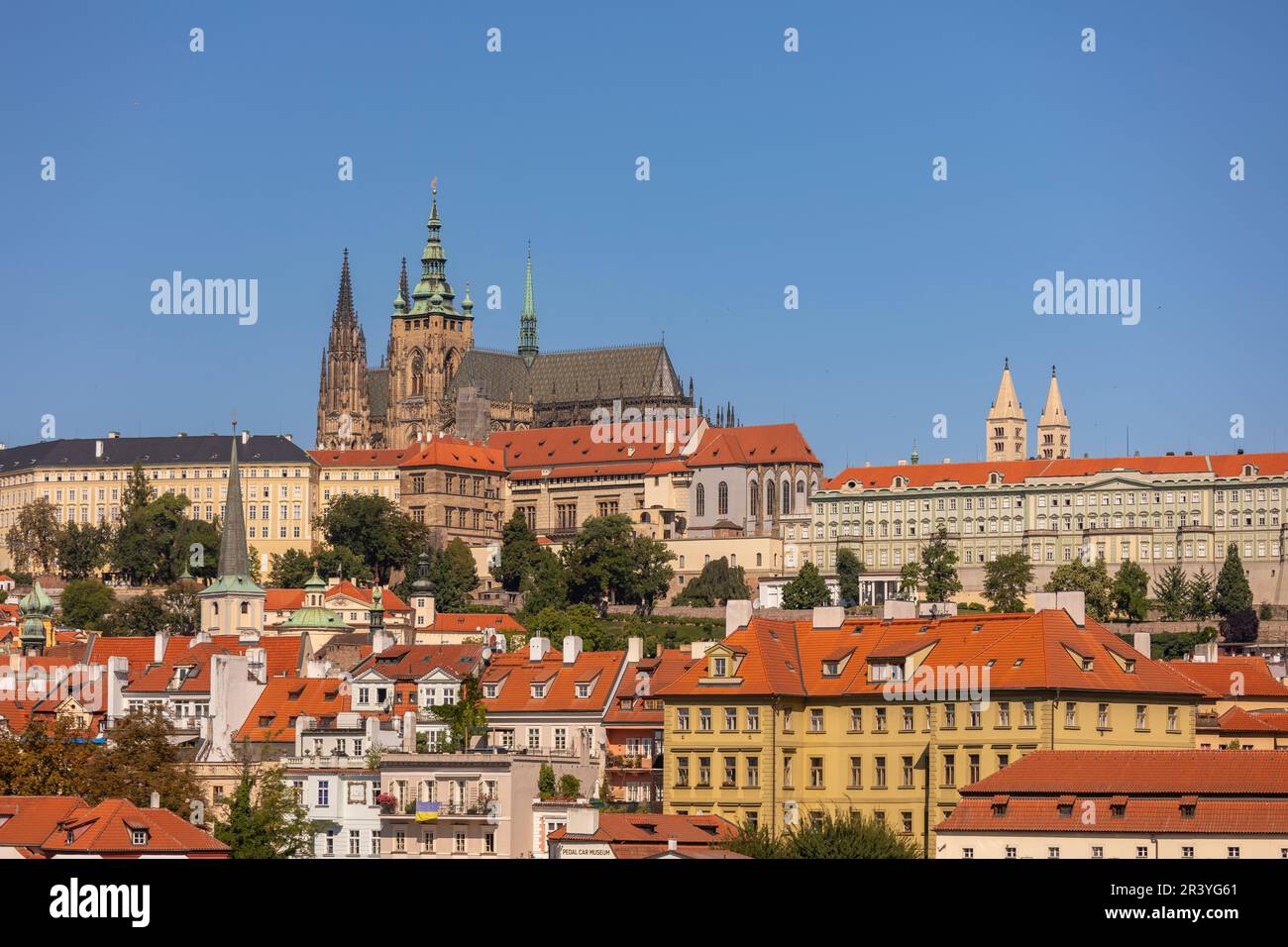 PRAGUE, CZECH REPUBLIC, EUROPE - Prague skyline with Prague Castle and St. Vitus Cathedral and Castle District, Hradcany, on RIver Vltava. Stock Photo