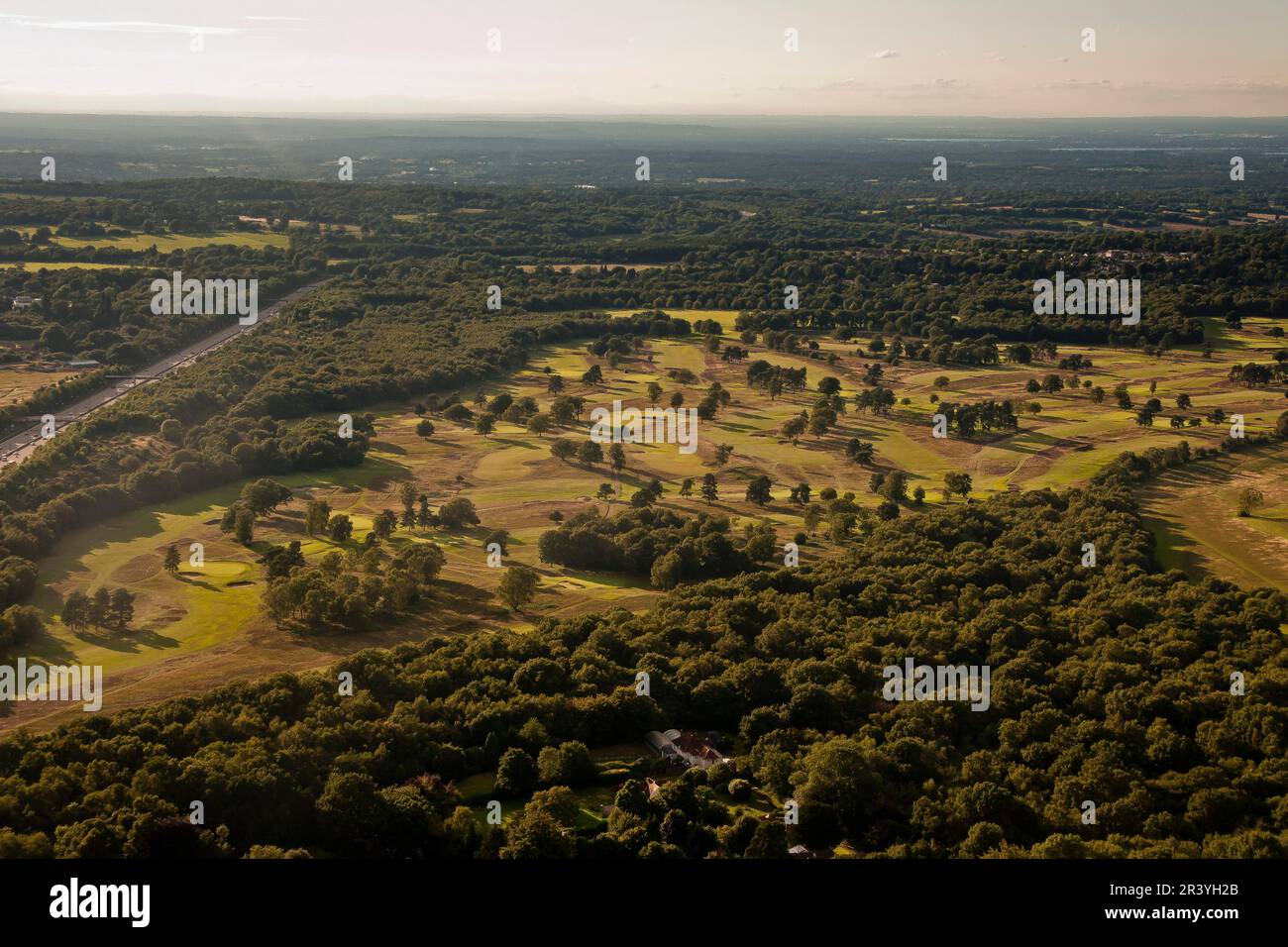 Aerial views over the courses of Walton Heath Golf Club - venue for the 2023 AIG Womens Open between August 10th & 13th Stock Photo