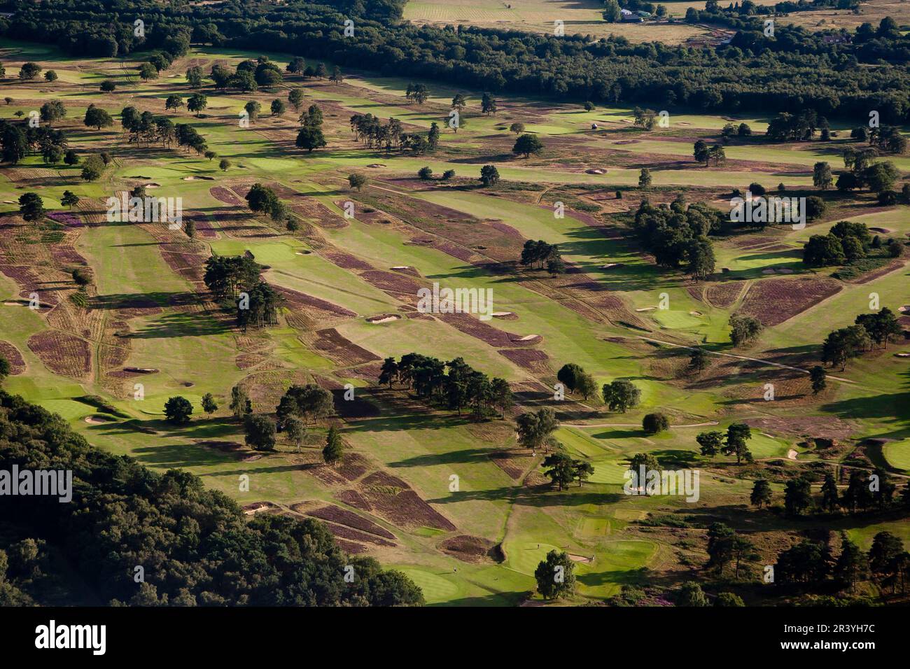 Aerial views over the courses of Walton Heath Golf Club - venue for the 2023 AIG Womens Open between August 10th & 13th Stock Photo