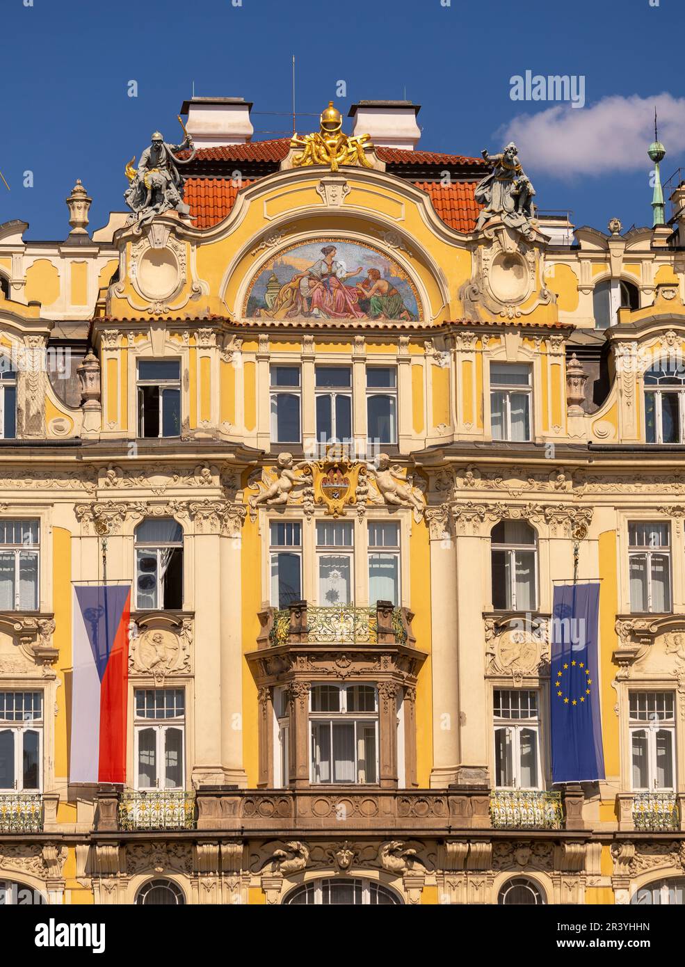 OLD TOWN SQUARE, PRAGUE, CZECH REPUBLIC, EUROPE - The architecture of the northern side of Old Town Square. Stock Photo