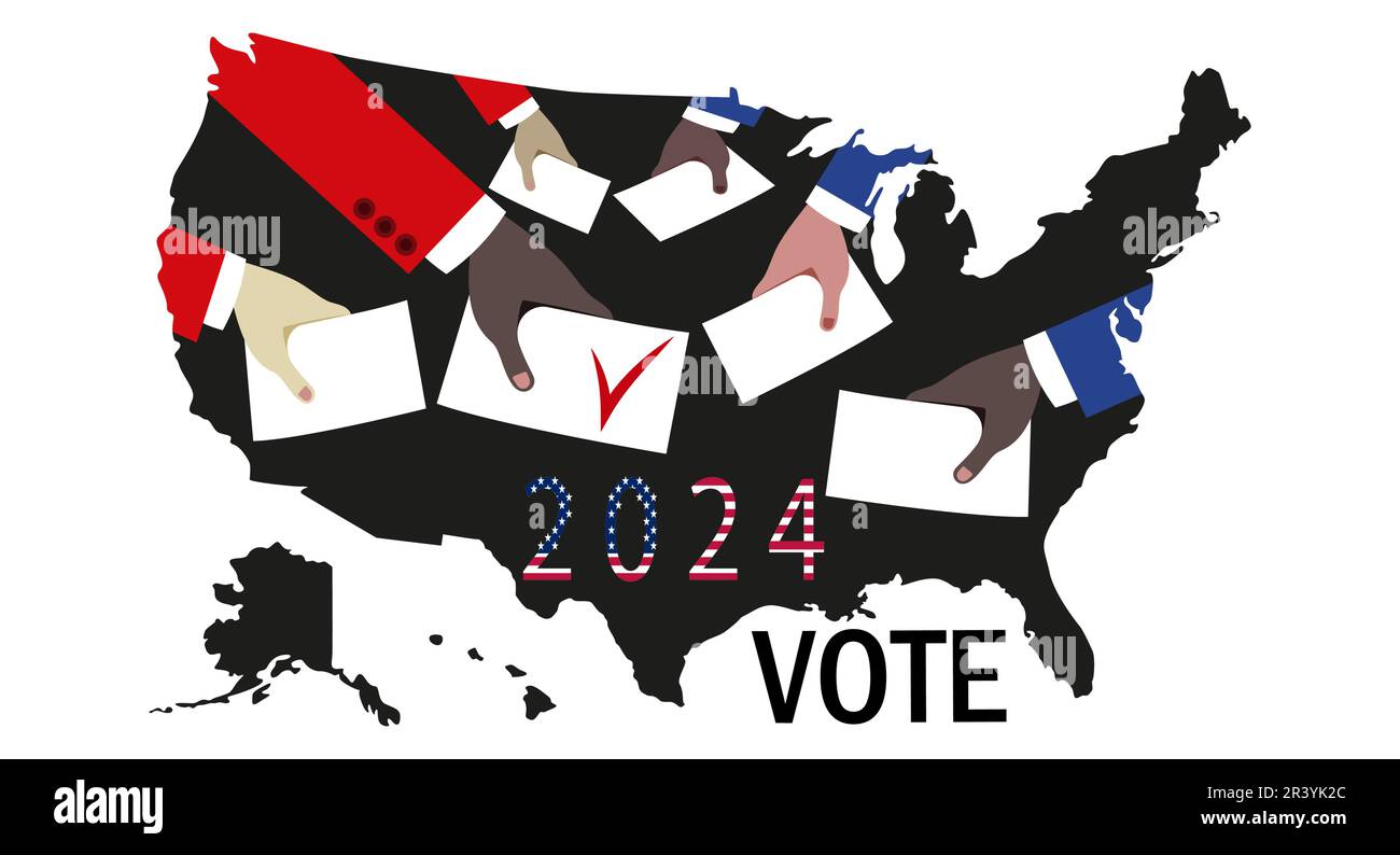 Elections in the united states many multiethnic hands hold ballot