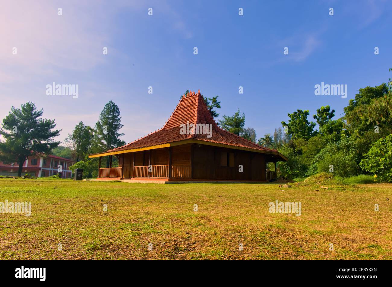 Javanese traditional houses, Indonesian traditional houses are often called joglo houses, wooden architecture Stock Photo