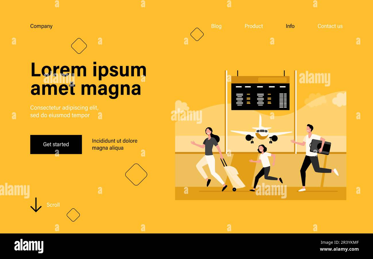 Happy family running for flight registration Stock Vector Image & Art