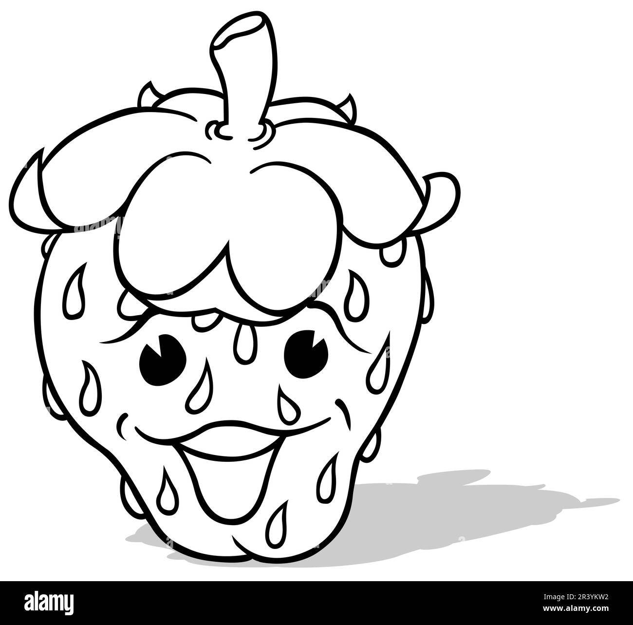 Drawing of a Cheerful Strawberry with Smile Stock Vector Image Art