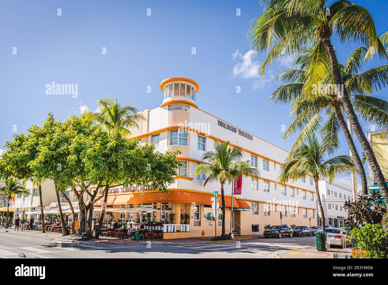 Miami, USA December 7, 2022. View of the Waldorf Towers hotels in