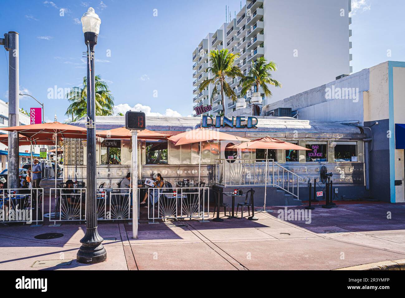 Miami, USA December 7, 2022. View of the 11St Diner Restaurant in