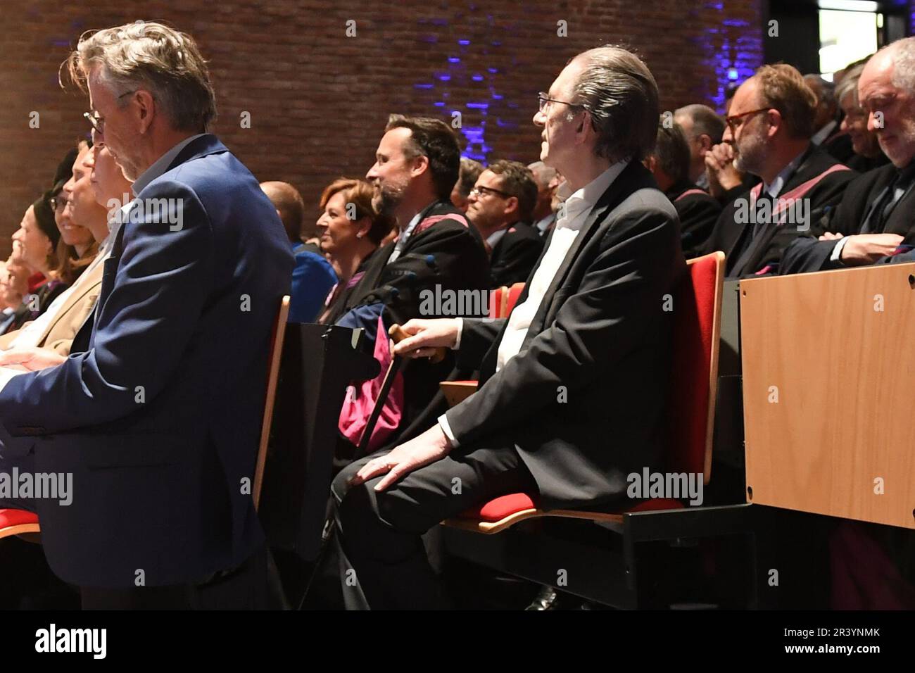 Hasselt, Belgium. 25th May, 2023. Willy Claes pictured during a ceremony for the Doctors Honoris Causa honorary degrees at the UHasselt university in Hasselt on Thursday 25 May 2023, to celebrate the Dies Natalis, the 50th anniversary of the University. BELGA PHOTO JILL DELSAUX Credit: Belga News Agency/Alamy Live News Stock Photo