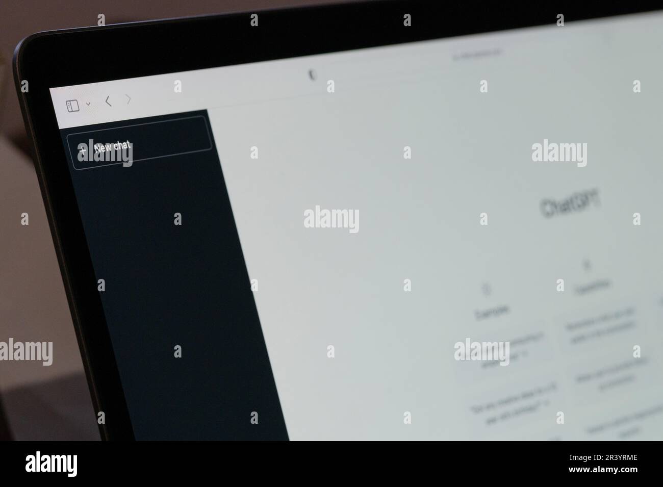 New york, USA - April 7, 2023: Creating new chat in OpenAI chatGPT menu with tools on computer screen close up view Stock Photo