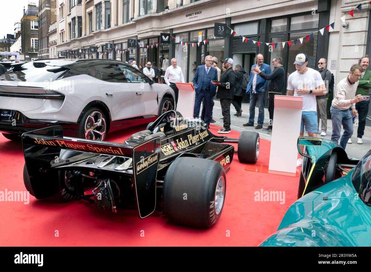 1979 JPS Lotus 79/3 at the Concours on Savile Row 2023. Classic car concours on the famous street for Tailoring in London UK Stock Photo