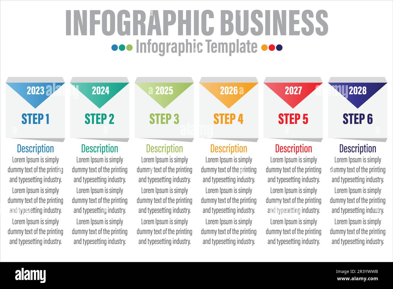 Timeline 6 Steps, six 6 option shape table chart elements with steps ...