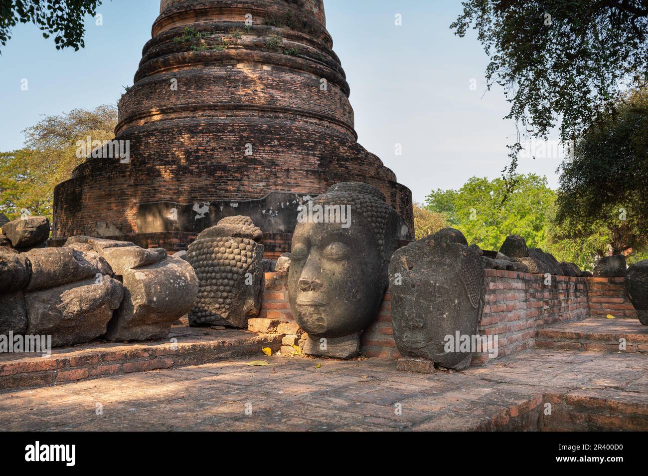 Stupa monument in Atthuya. Atthuya is a city in Thailand about 80 km north of Bangkok. It was the capital of the Kingdom of Siam, Stock Photo