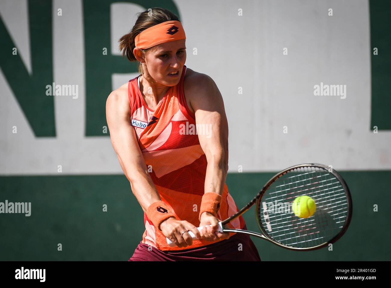 Paris, France, France. 25th May, 2023. Greet MINNEN of Belgium during the  fourth qualifying day of Roland-Garros 2023, French Open 2023, Grand Slam  tennis tournament at the Roland-Garros Stadium on May 25,