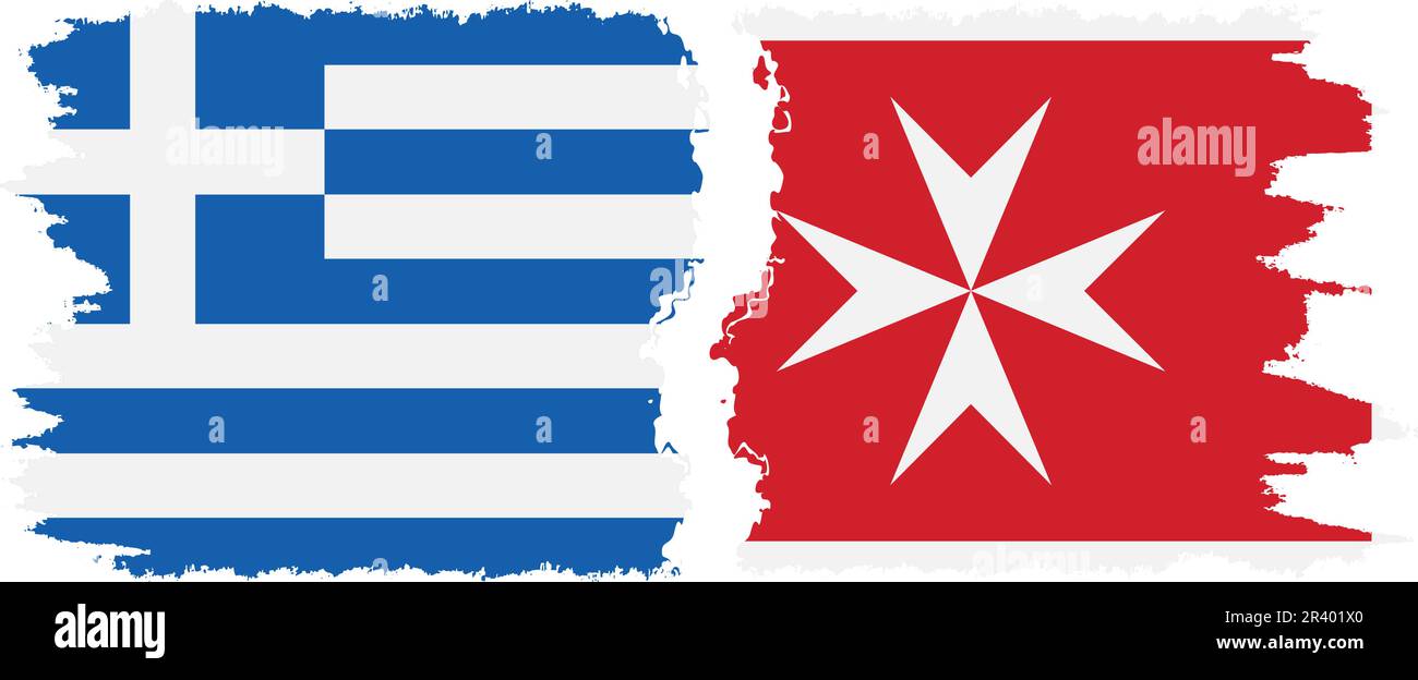 Malta and Greece grunge flags connection, vector Stock Vector Image ...