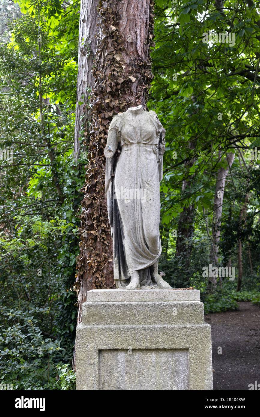 A headless statue at Iveagh Gardens in Dublin, Ireland. Stock Photo