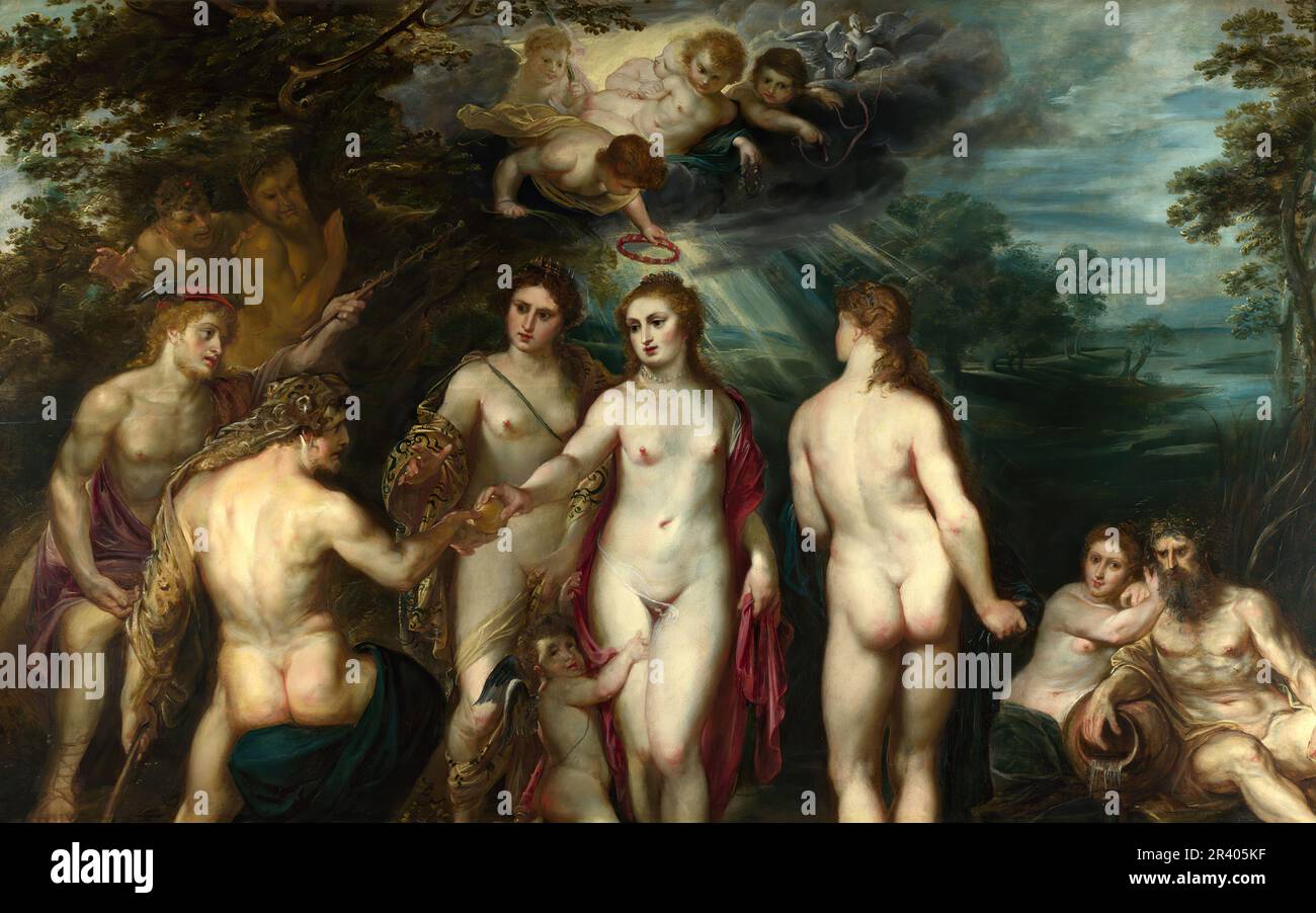 Full title: The Judgement of Paris Artist: Peter Paul Rubens Date made: about 1597-9 Baroque painting Stock Photo