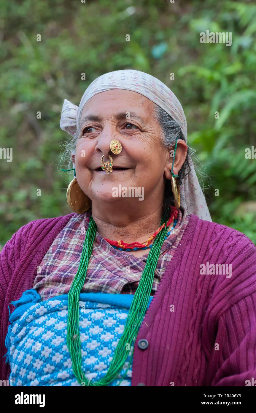 Sikkim india 23rd march 2004 senior citizen sikkimese woman with