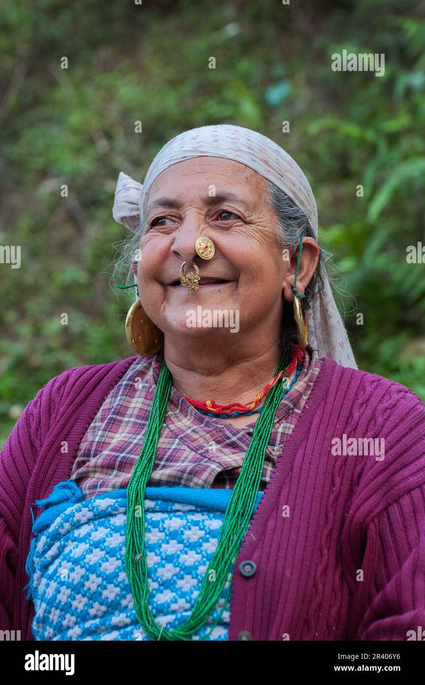 Sikkim india 23rd march 2004 senior citizen sikkimese woman with
